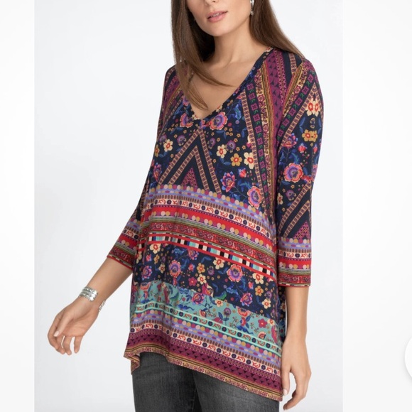 Johnny Was Tops - Johnny Was Cruz V Neck Swing Tunic
